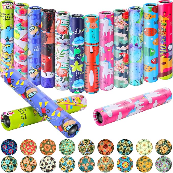 15 Pcs Classic Kaleidoscopes Kids Birthday Party Favor Old Fashioned Vintage Educational Toys Stocking Stuffers Goodie Bag Fillers for Classroom School Return Gifts Carnival Prizes (Cartoon Style)