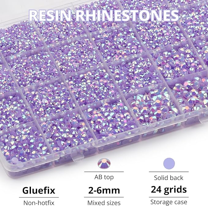 31000Pcs Lavender Rhinestones for Bedazzling, Mult Sizes 2-6mm Flatback Gems - Image 3
