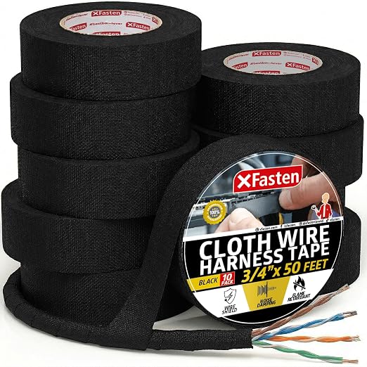 XFasten Wire Harness Tape, 3/4-Inch x 50 Feet, High Temp Wiring Loom Harness by XFasten
