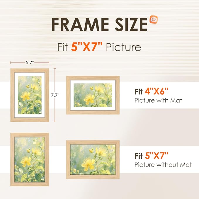 FIXSMITH 5x7 Picture Frame Set of 2, Photo Frame - Image 2