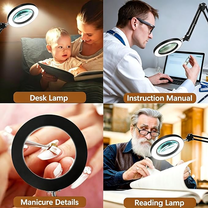10X Magnifying Glass with Light and Clamp, Magnifier with Light Hands Free3 - Image 7