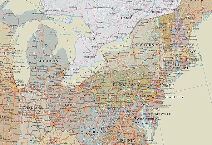 24x36 United States, USA Contemporary Premier Wall Map Poster (24x36 LAMINATED)