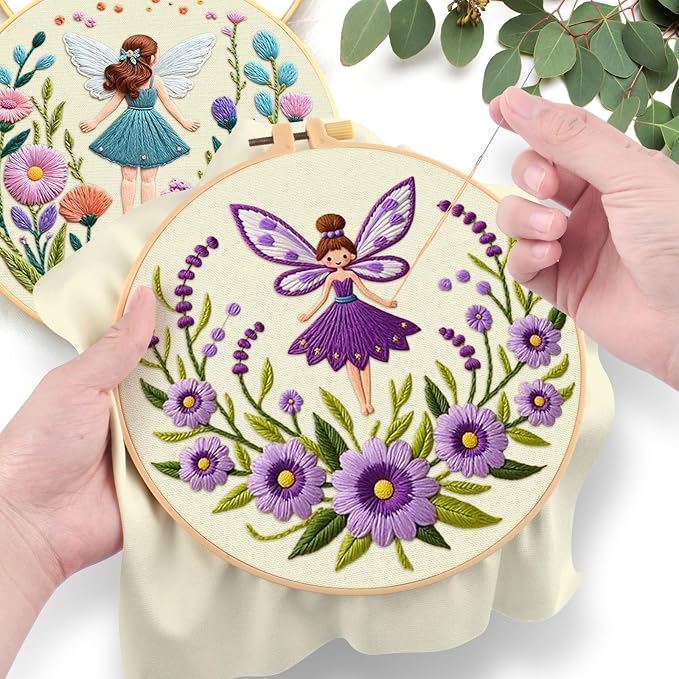 ERKOON Embroidery Kit for Beginners, 2 Set Flower Cross Stitch Set Include - Image 5