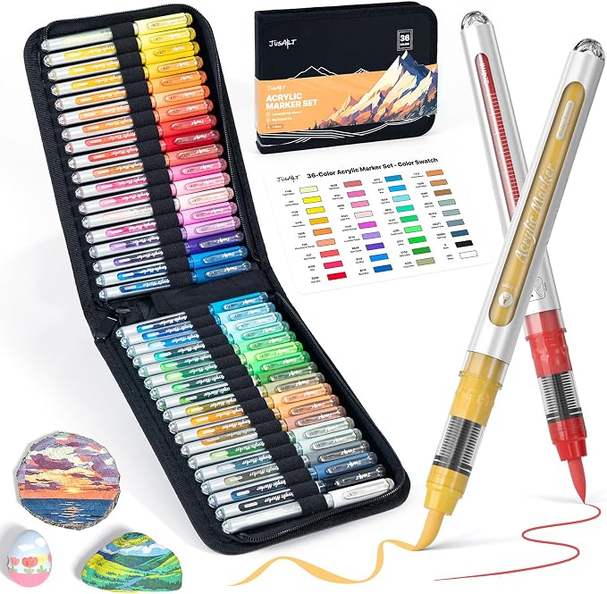 JusArt 36 Colors Acrylic Paint Markers by JusArt%7CCreativeArtSupplies