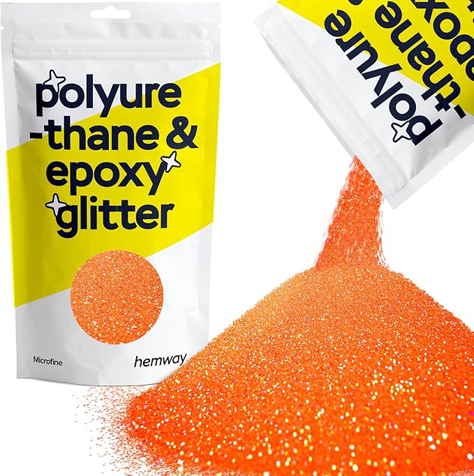 Hemway Polyurethane & Epoxy Resin Glitter 100g / 3.5oz Metallic Crystal Flake Additive for Flooring Jewelry Tumblers Glass Pigment - Microfine (1/256" 0.004" 0.1mm) - Fluorescent Peach