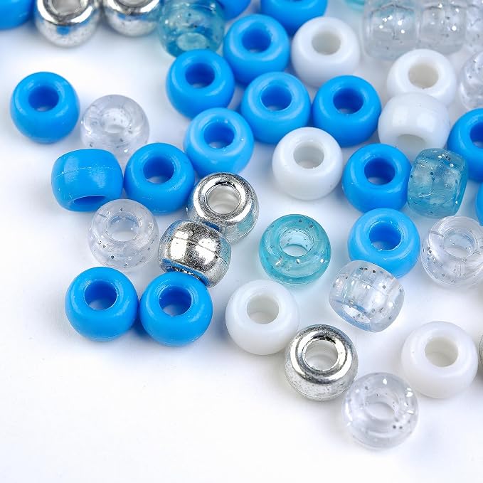 1000PCS 6x9mm Blue and White Pony Beads, Kandi Beads - Image 3