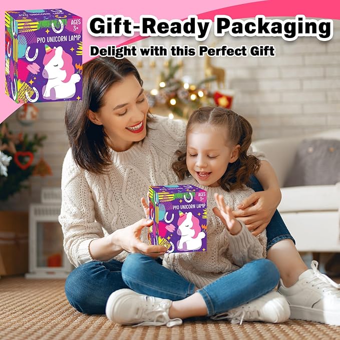 FUNZBO Paint Your Own Unicorn Lamp Kit - Halloweens Arts and Crafts Supplies Painting Kits for Kids Teens, DIY Night Light Unicorn Toy for Toddlers Girl Boy Age 3 4 5 6 7 8 9 10 11 12 13 Birthday Gift