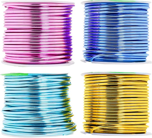 Mandala Crafts 2mm 12 Gauge Pastel Color Anodized Aluminum Wire for Sculpting, Armature, Jewelry Making, Gem Metal Wrap, Garden, Colored and Soft, 4 Rolls