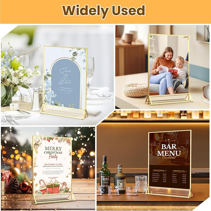 Acrylic Sign Holder 4X6 Gold Frames Double-sided Picture Frames-6 Pack | - Image 6