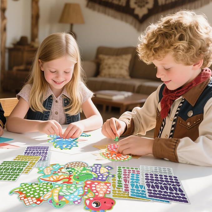 JULEASEL DIY Mirror Mosaic Dinosaur Craft Kit | Stickers Gift - Image 4