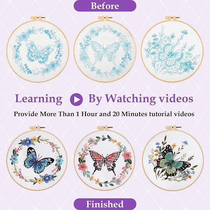 3 Sets Butterfly Flower Embroidery Kit - Image 4