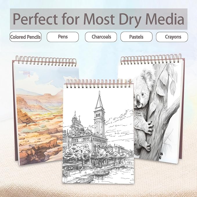 Crehatos 9" x 12" Sketch Book 100 Sheets Each, 2 Pack | Top Spiral Bound Sketch - Image 7