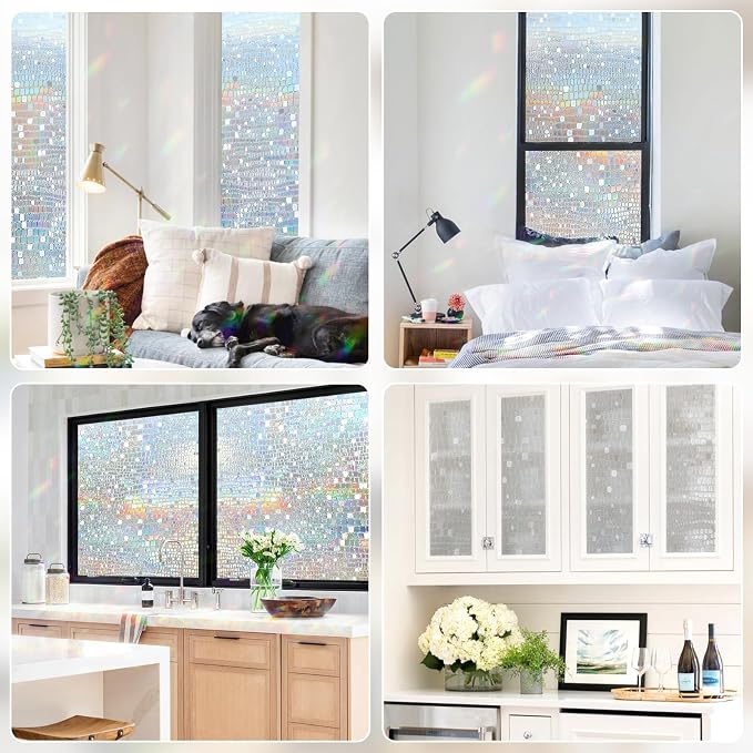 rabbitgoo Window Privacy Film Decorative Rainbow Cling, 23.6" x 118.1" | 3D - Image 8