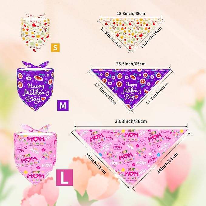 30 Pcs Mothers Day Small Dog Bandanas Bulk 25 Inch Love Mom Dog Bandanas - Image 2