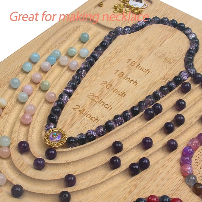 Bead Board for Jewelry Making, Bamboo Beading Tray Design Mat for Necklaces - Image 3
