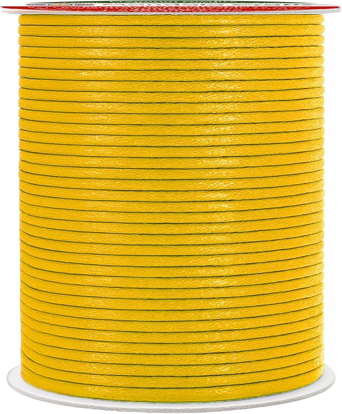 Mandala Crafts 2mm 109 Yards Mustard Yellow Cotton Waxed Cord for Jewelry Making Bracelet Cord Waxed String - Beading String Thread Jewelry Cords for Necklaces String