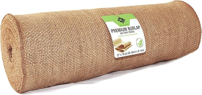 12" x 10yd NO-FRAY Burlap Roll ~ 3 - 5 Table Runners ~ Natural Long Fabric with Finished Edges. Perfect for Weddings, Placemats, Crafts. Decorate Without The Mess!