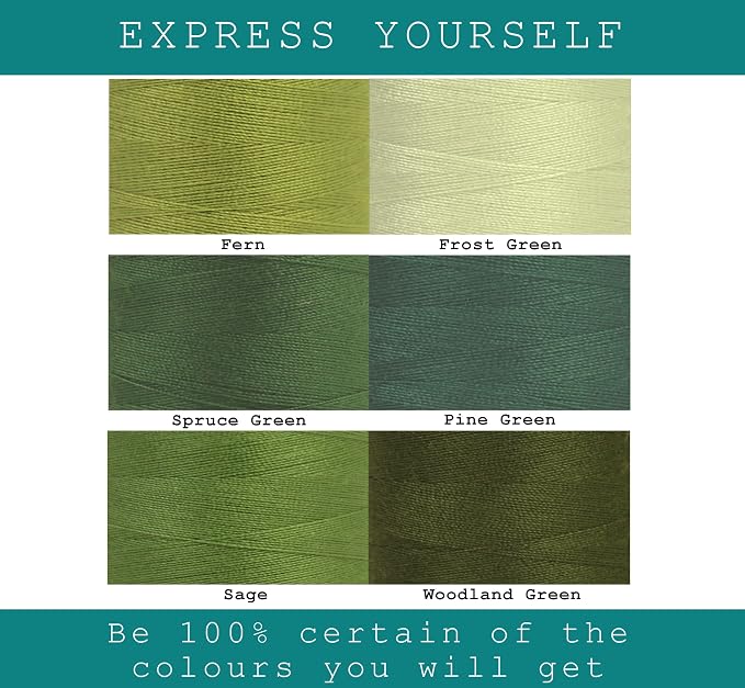 BlesSew Sewing Thread in Green Color Tones – 6 Spools of Polyester Thread - Image 3