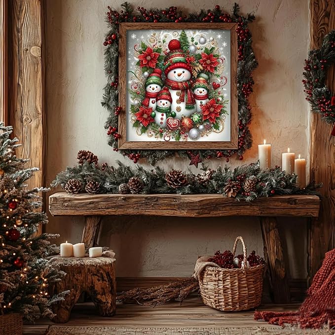 Eiazuiks Christmas Stamping Cross Stitch Kit, Snowman Christmas Counting Cross - Image 3
