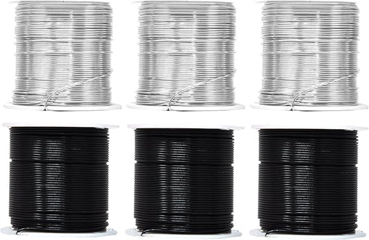 Mandala Crafts 20 Gauge Anodized Aluminum Craft Wire for Jewelry Making - 450 FT Colored Flexible Silver Black Wire - Bendable for Bonsai Armature Crafting Sculpting