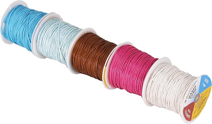 Mandala Crafts 1mm 273 Yards Assorted Cotton Waxed Cord for Jewelry Making Bracelet Cord Waxed String - Beading String Thread Jewelry Cords for Necklaces String