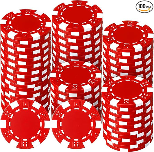 100 Pcs 11.5 Gram Poker Chips ABS Monte Carlo, 40 mm Bingo Chips Tokens Markers Blank Counting Bulk for Blackjack, and Card Night Poker Games