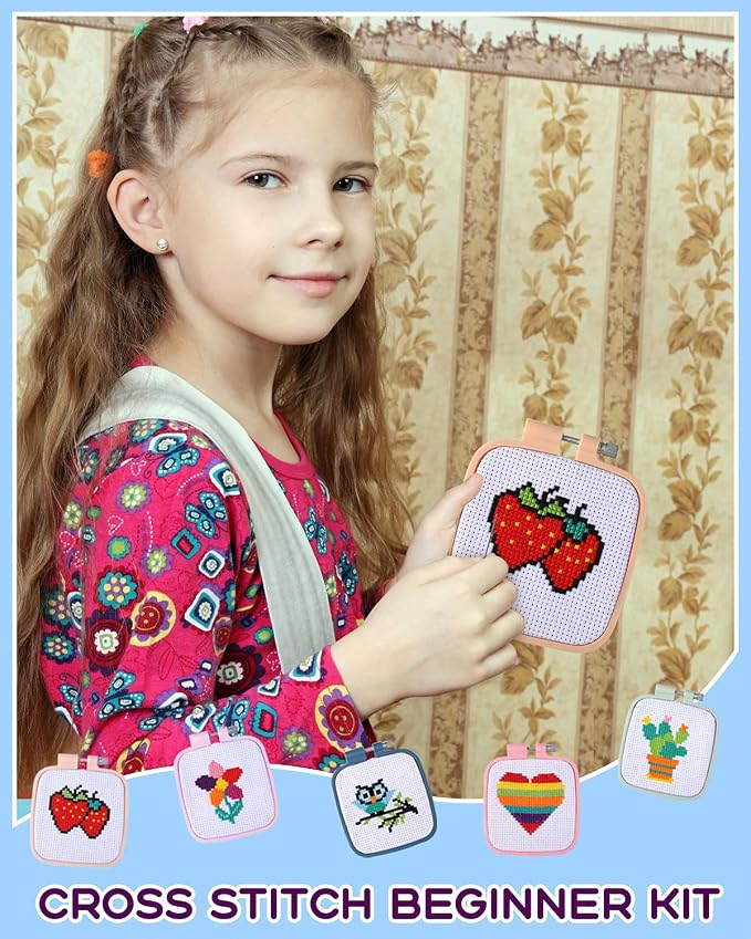Pllieay 5PCS Cross Stitch Kits for Beginners for Kids 7-13, Includes 5 Project - Image 5