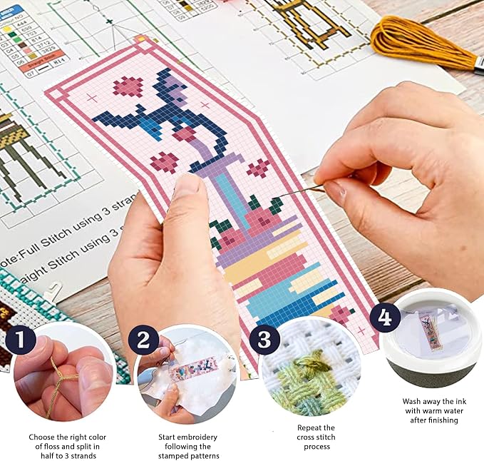 FREEBLOSS 6pcs Cross Stitch Bookmark Kit - Image 4