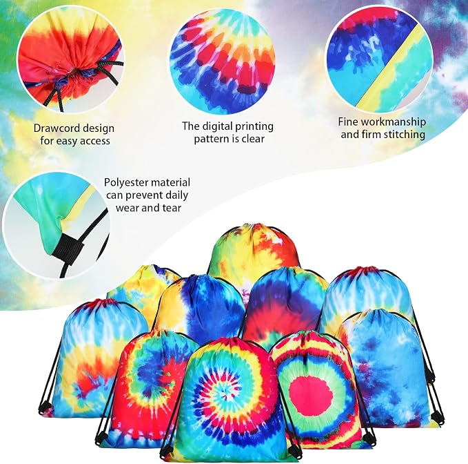 Lothee 30 Pack Tie Dye 30 Pack Drawstring Bags Party Favors - Image 4