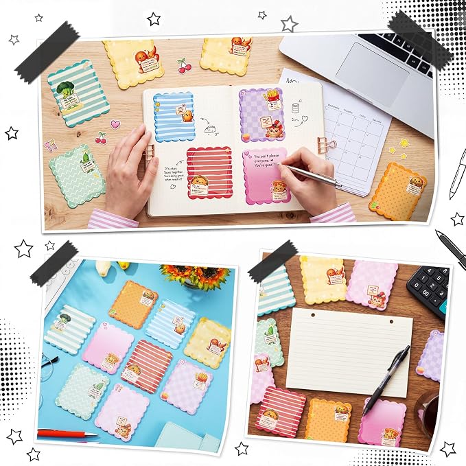 Gersoniel 9 Pcs Inspirational Scalloped Sticky Notes, Aesthetic Colorful Sticky - Image 3