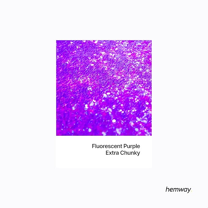 Hemway Polyurethane & Epoxy Resin Glitter 100g / 3.5oz Metallic Crystal Flake Additive for Flooring Jewelry Tumblers Glass Pigment - Extra Chunky (1/24" 0.040" 1mm) - Fluorescent Purple