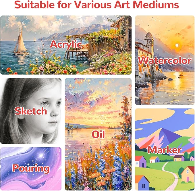 10x10inch Flat Canvas Boards for Painting 20 Pack Primed Acid Free Canvas Panels for Oil, Watercolor, Acrylic Paint