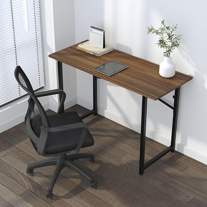 Folding Computer Desk 47 inch Writing Gaming Computer Camping Table, No Assembly Required Home Office Desk, Espresso