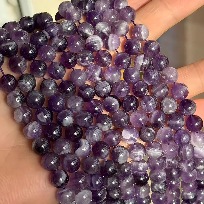 MJDCB Natural Dreamy Amethyst Beads Round Stone Beads DIY Loose Beads - Image 7