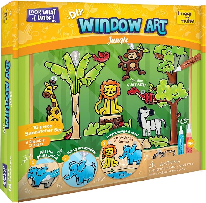 Imagimake Window Art Jungle | Low Mess Suncatcher Kit | 16 Pieces Glass - Image 7