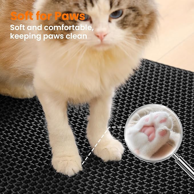 Cat Litter Mat, 24x18 Inches Large Double Layer Honeycomb Cat Litter Trapping - Image 7