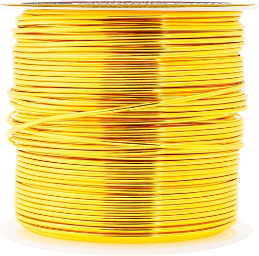 Mandala Crafts 18 Gauge Anodized Aluminum Craft Wire for Jewelry Making - 100 FT Colored Flexible Light Gold Wire - Bendable for Bonsai Armature Crafting Sculpting