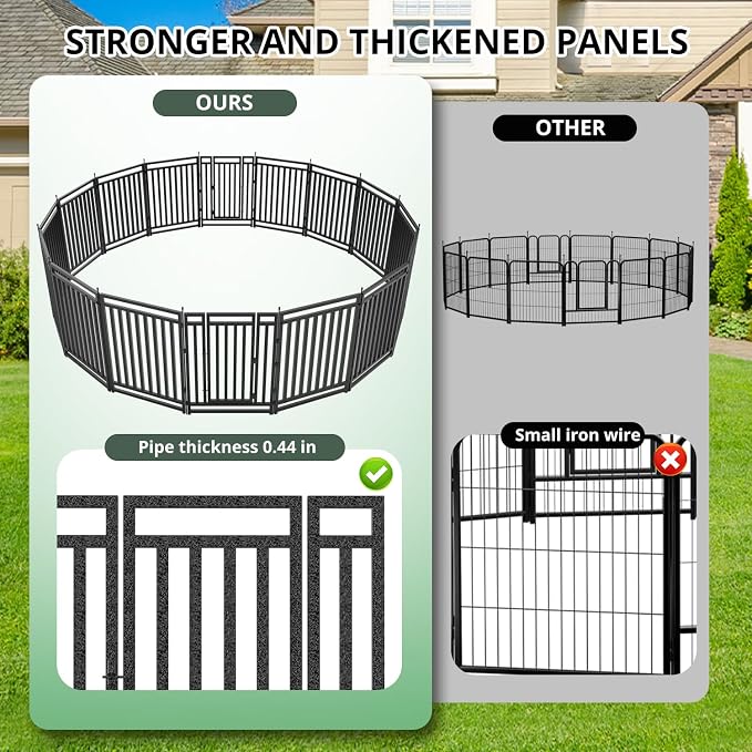 Dog Fence Outdoor for Yard Dog Playpen Indoor 40" Height 16 Panels Portable - Image 2