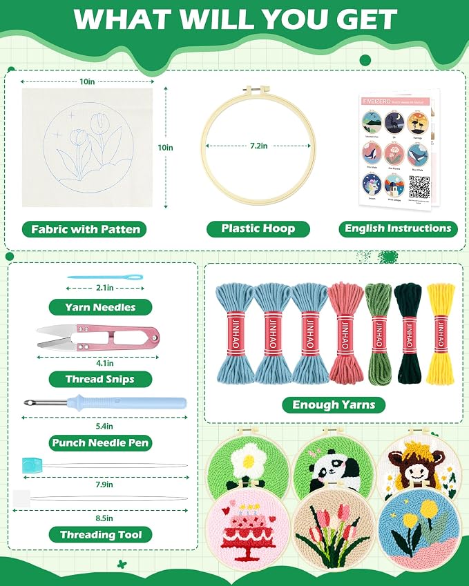 FIVEIZERO Punch Needle Kit for Beginners, Yarn Punch Needle Art Craft Kit for - Image 2