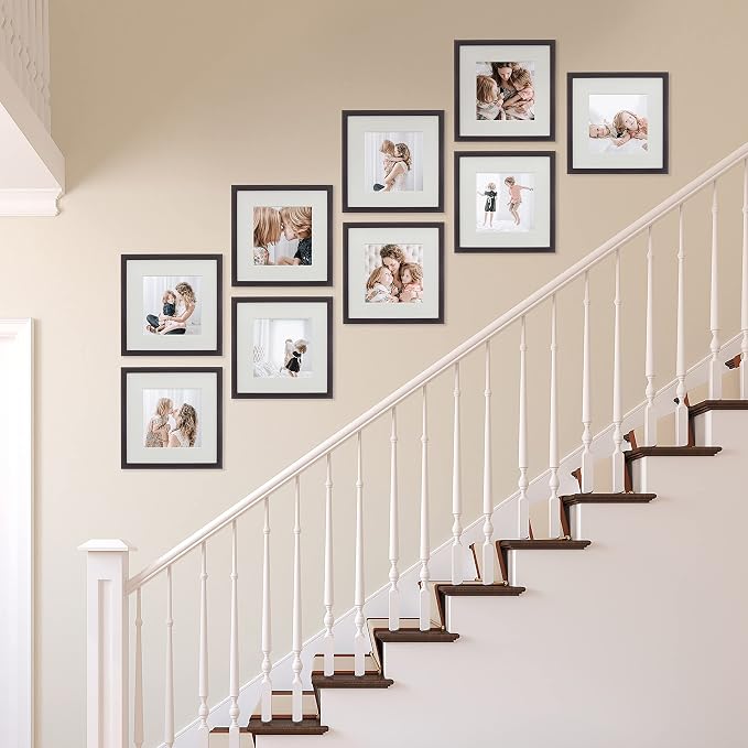 Sheffield Home 9 Piece Gallery Wall Frame Set, 12x12 Inch, Dark Oak - Image 6