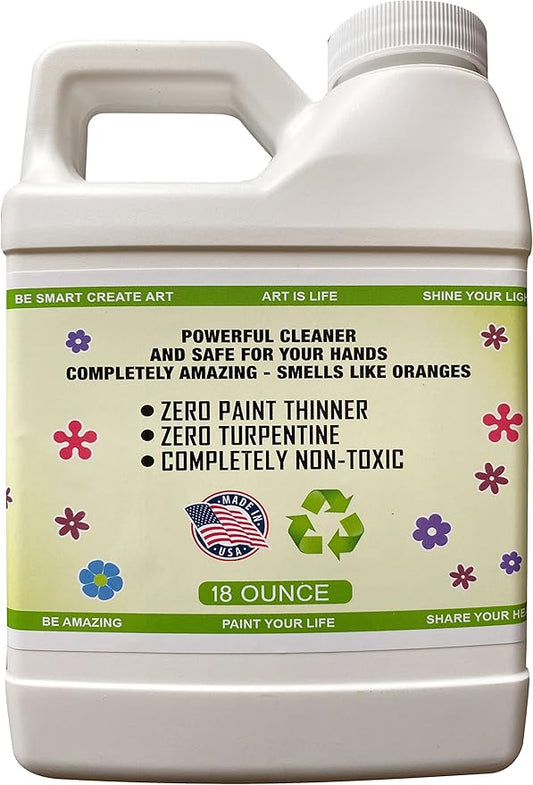 Green Piece® Paint Brush Cleaner and Restorer for Art Paint Brushes - 100% Natural - Non-Toxic - Wet or Dry Paint - No Chemicals - Oil or Acrylic Paints, Wood and Metal - Amazing Power - 18 Oz