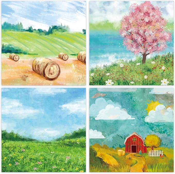 24 Sheets 12 Designs Scrapbook Paper Pad,6"×6” Single-Sided Decopodge Craft Cardstock Paper,Christmas Scrapbooking DIY Decorative Background Cardmaking Supplies.Landscape