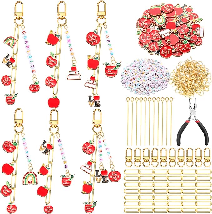 CraftyDream 558 Pcs Teacher Charm Keychain Making Kit Back to School Thank You by CraftyDream