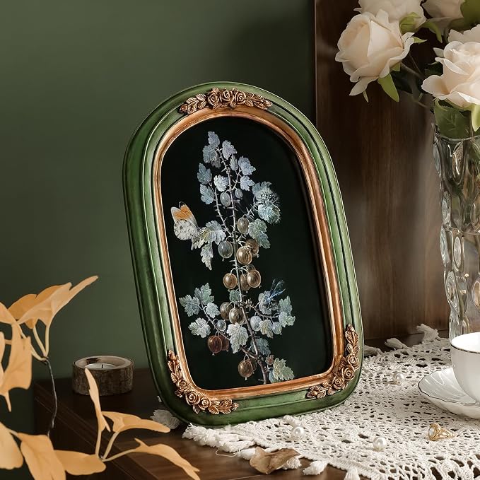 Cuspin 8x10 Vintage Picture Frame, Ornate Green and Gold Frames, Hand-Crafted - Image 3