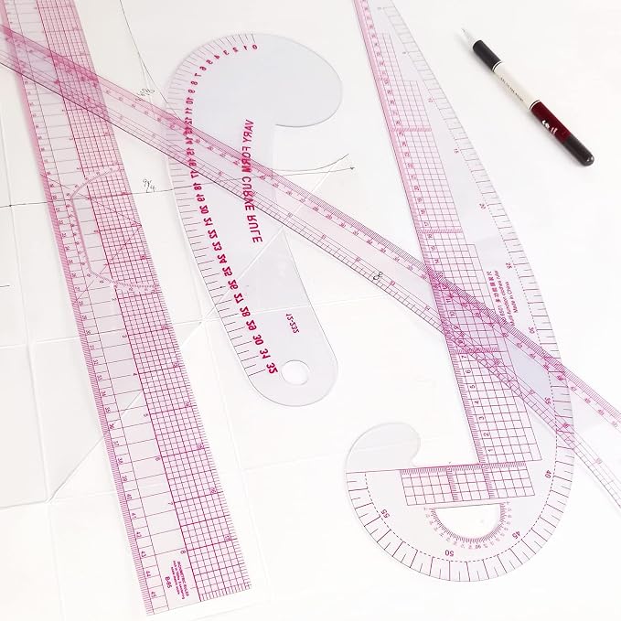 HLZC French Curve Ruler for Pattern Making, 15 Pieces Clear Sewing Ruler Set - Image 2