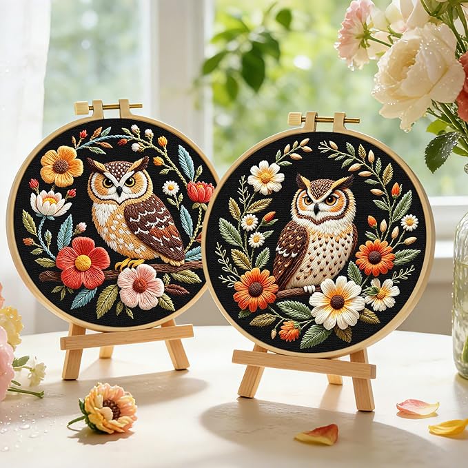 ERKOON Embroidery Kit for Beginners, 2 Set Flower Cross Stitch Set Include - Image 6