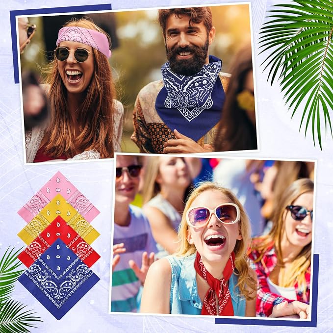 100 Pack Bandanas Unisex Paisley Bandanas Bulk Multi Purpose Cowboy Head Wrap - Image 7