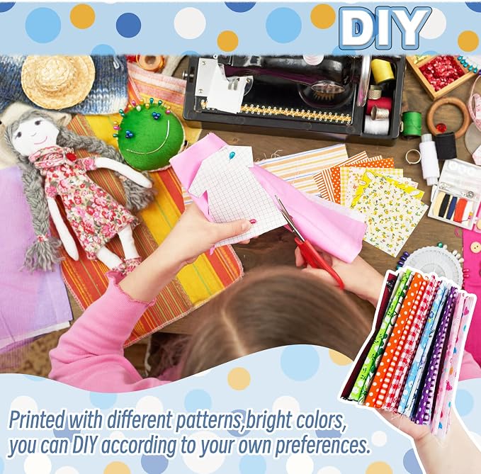 200 Pcs 4" x 4" Cotton Craft Fabric Bundle Squares, Sewing Scrapbooking - Image 4