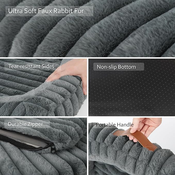 Cute Dog Bed for Extra Large Dogs, XL Washable Soft Plush Furry Calming Dog Bed - Image 7