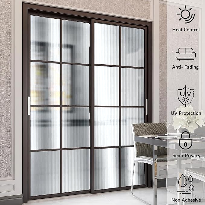 VELIMAX Reeded Glass Window Film, Window Privacy Film, Frosted Window Vinyl - Image 8